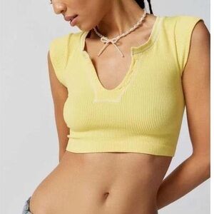 Urban Outfitters Yellow Ribbed Crop Top